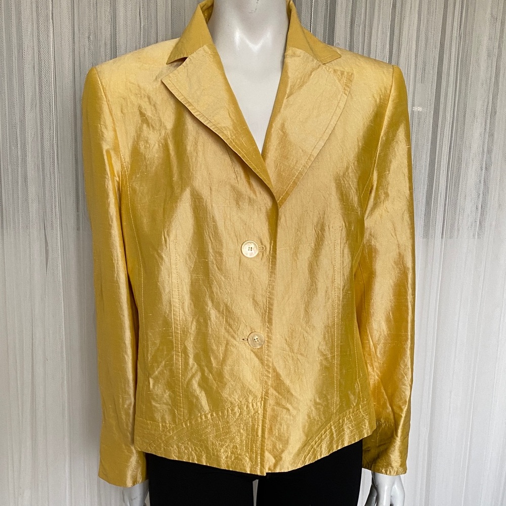 Tuzzi 100% Silk Canary/Gold Women's Short Blazer Size 14